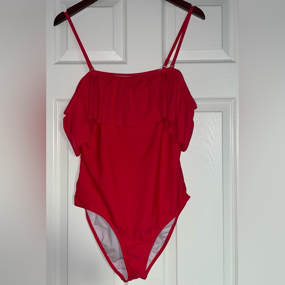 Flounce Off Shoulder One Piece Bathing Suit